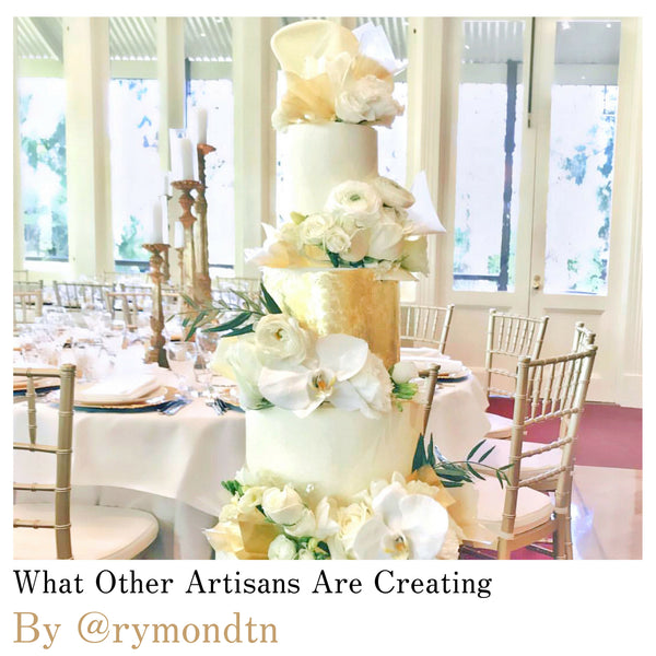 What other cake decorators are creating - by @rymondtn - wedding cake decorated in Original Artisan Gold transfer gold leaf sheets. Location: Melbourne, Australia